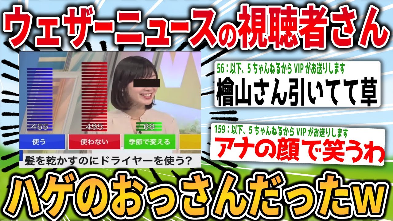 【２ch面白いスレ】ウェザーニュースの視聴者、ハゲのおっさんだったwww【ゆっくり解説】