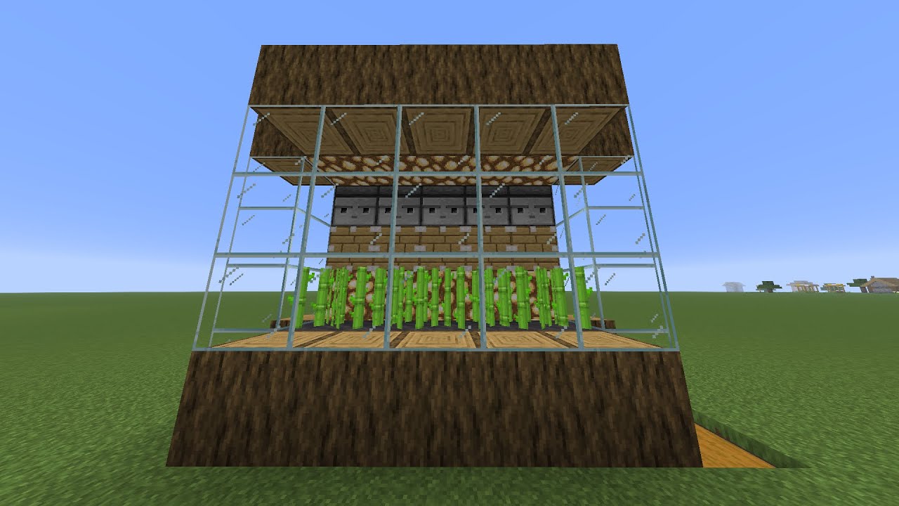 Minecraft automatic harvester piston sugar cane farm tutorial - YouTube