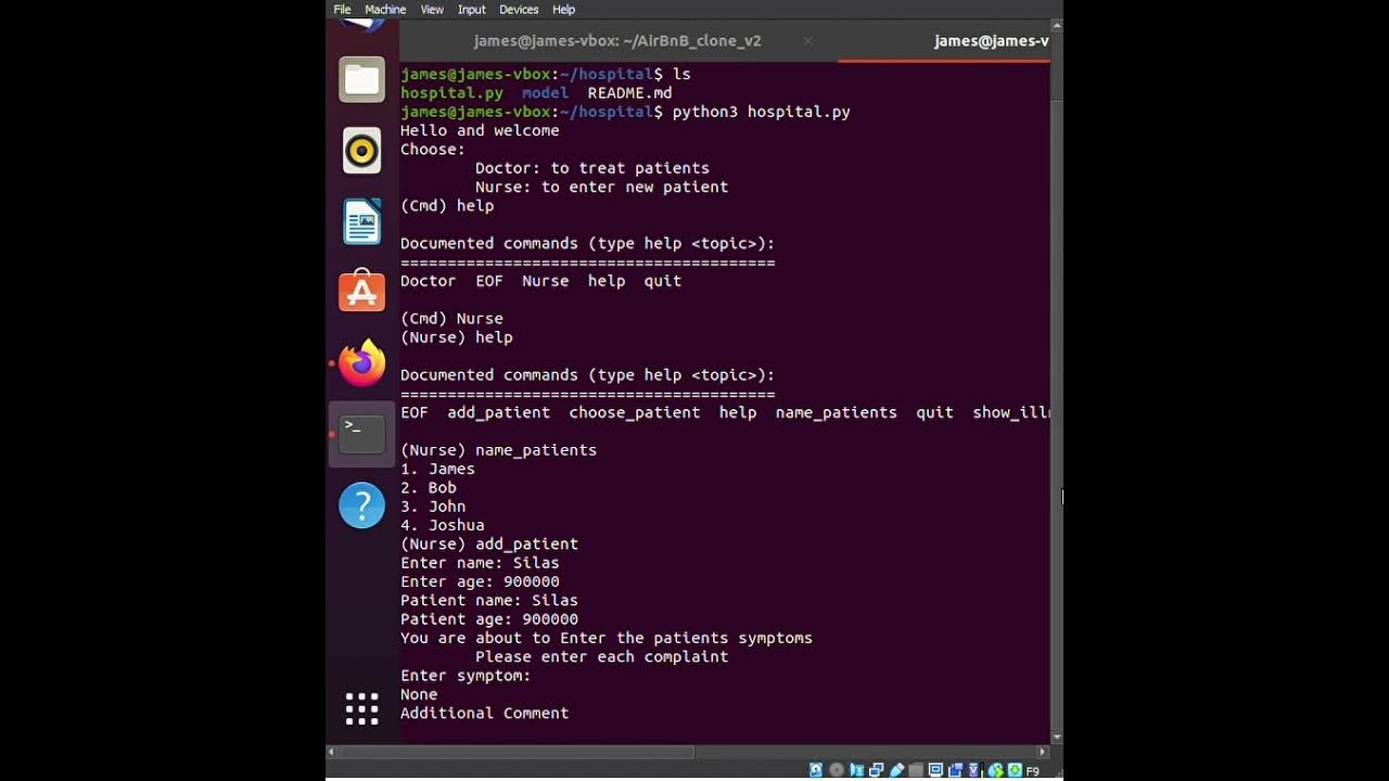 Python Command line interface of a hospital - YouTube