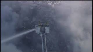 RAW: Aerial footage of recycling plant fire in Becker, MN