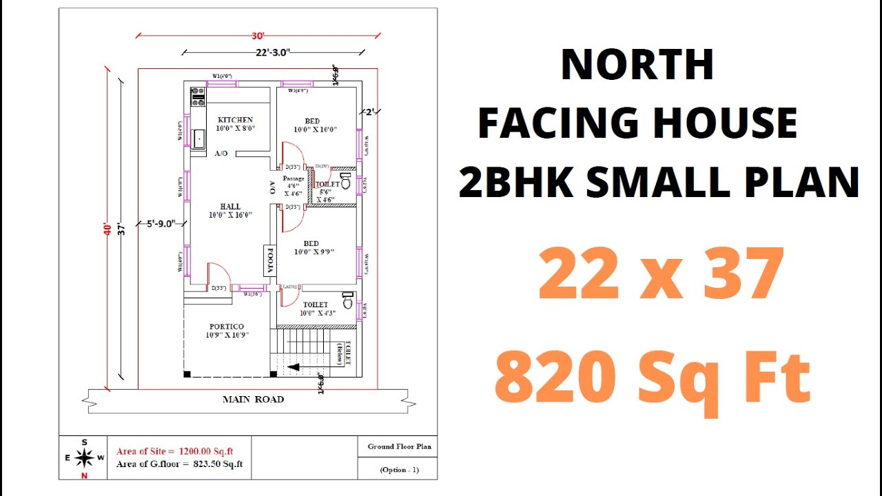 North Facing House Plan I 800 Sq Ft Built Up Area - Youtube