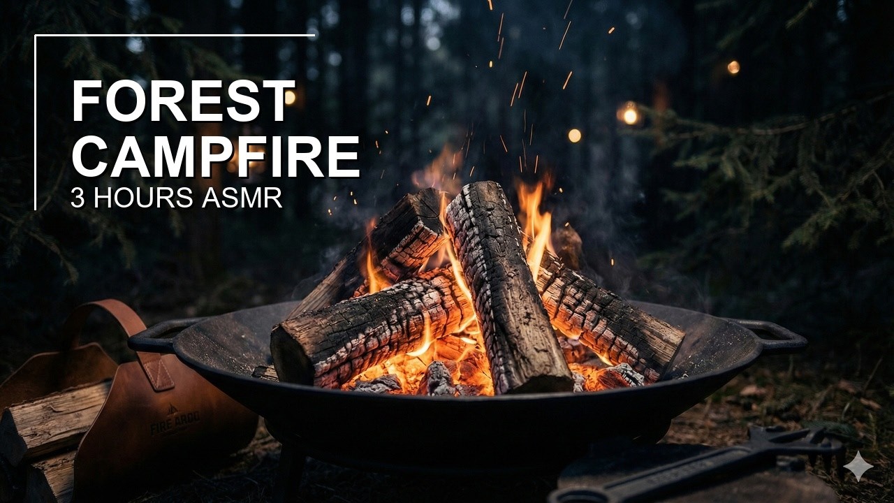 3 Hours Relaxing Forest Campfire ASMR|Warm Crackling Fire Sounds| Black Screen for Sleep |จอดำ 3 ชม.
