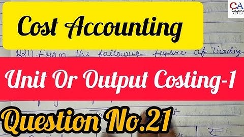 Unit Or Output Costing | Output Costing Cost Accounting | Unit Output Costing Ques | Cost Accounting