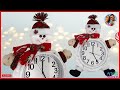 🔴Cómo decorar un RELOJ NAVIDEÑO con Muñecos de Nieve☃️