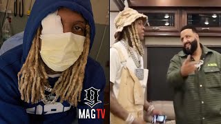 Lil Durk Recovers From Eye Injury \& Pulls Up On DJ Khaled's Video Set! 🤕
