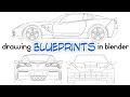 Drawing car blueprints using blender