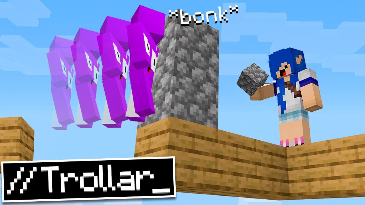 Trollei meu amigo com //TROLL no Minecraft SKYWARS
