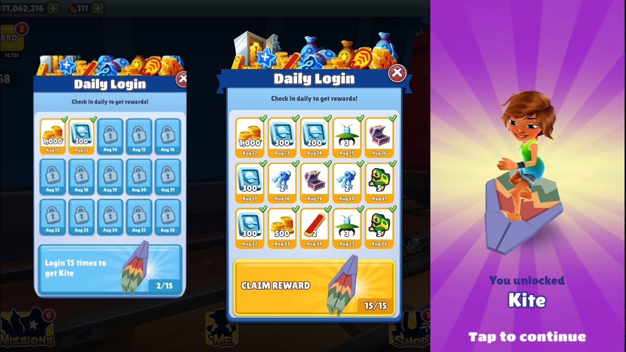 Subway Surfers New Calendar Daily Kite Login in Subway Surfers World