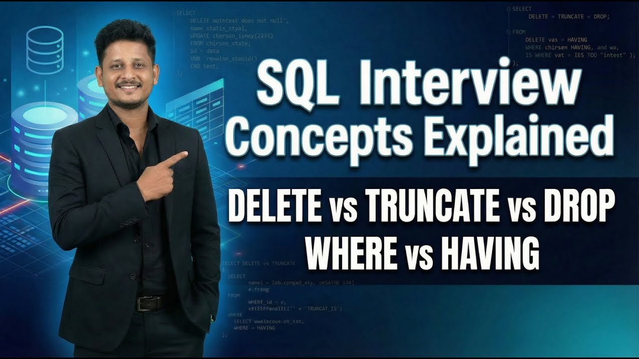 SQL Session 3 | DELETE TRUNCATE DROP & WHERE vs HAVING (Beginner to Pro ...