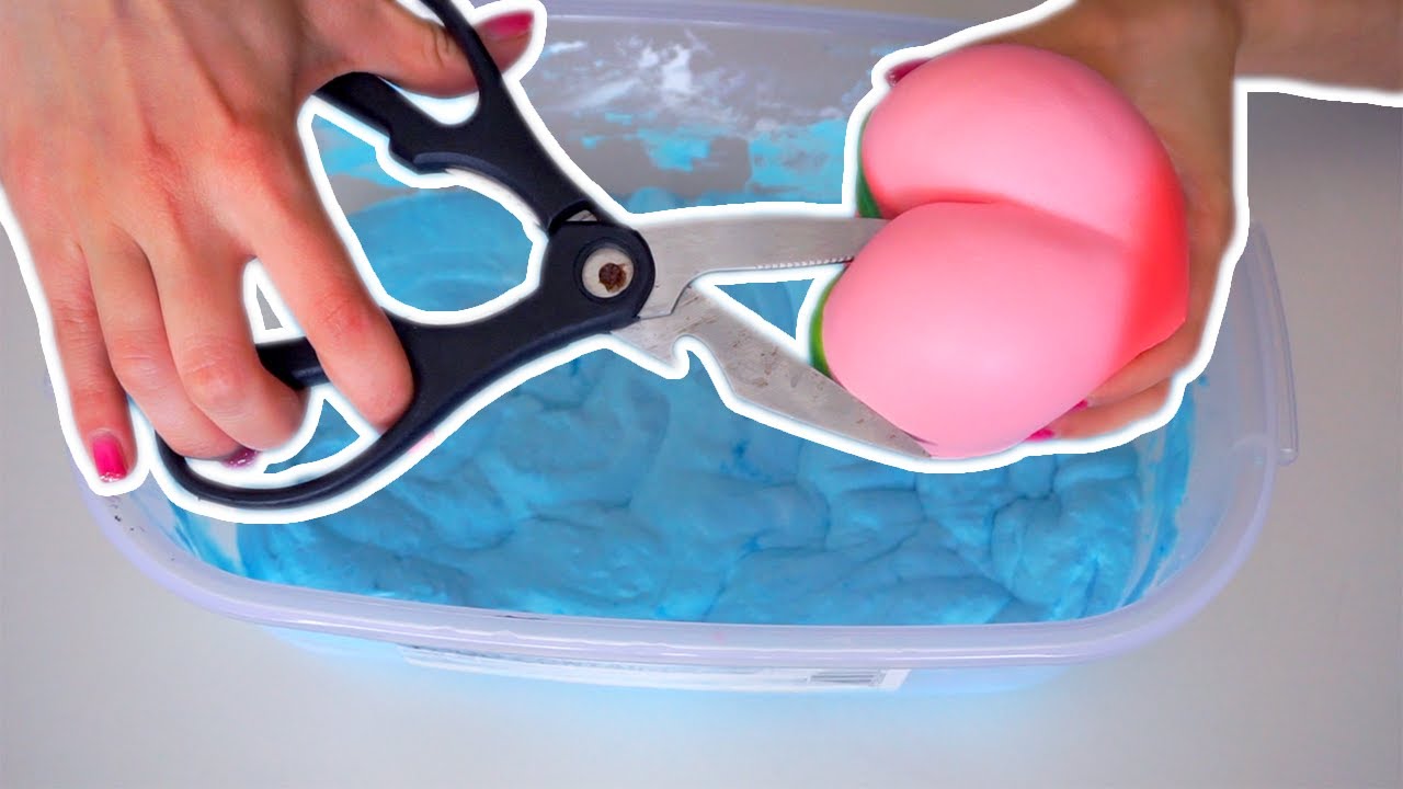 CUTTING OPEN SQUISHY AND MIXING IT INTO SLIME!!! ASMR RELAXING VIDEO ...