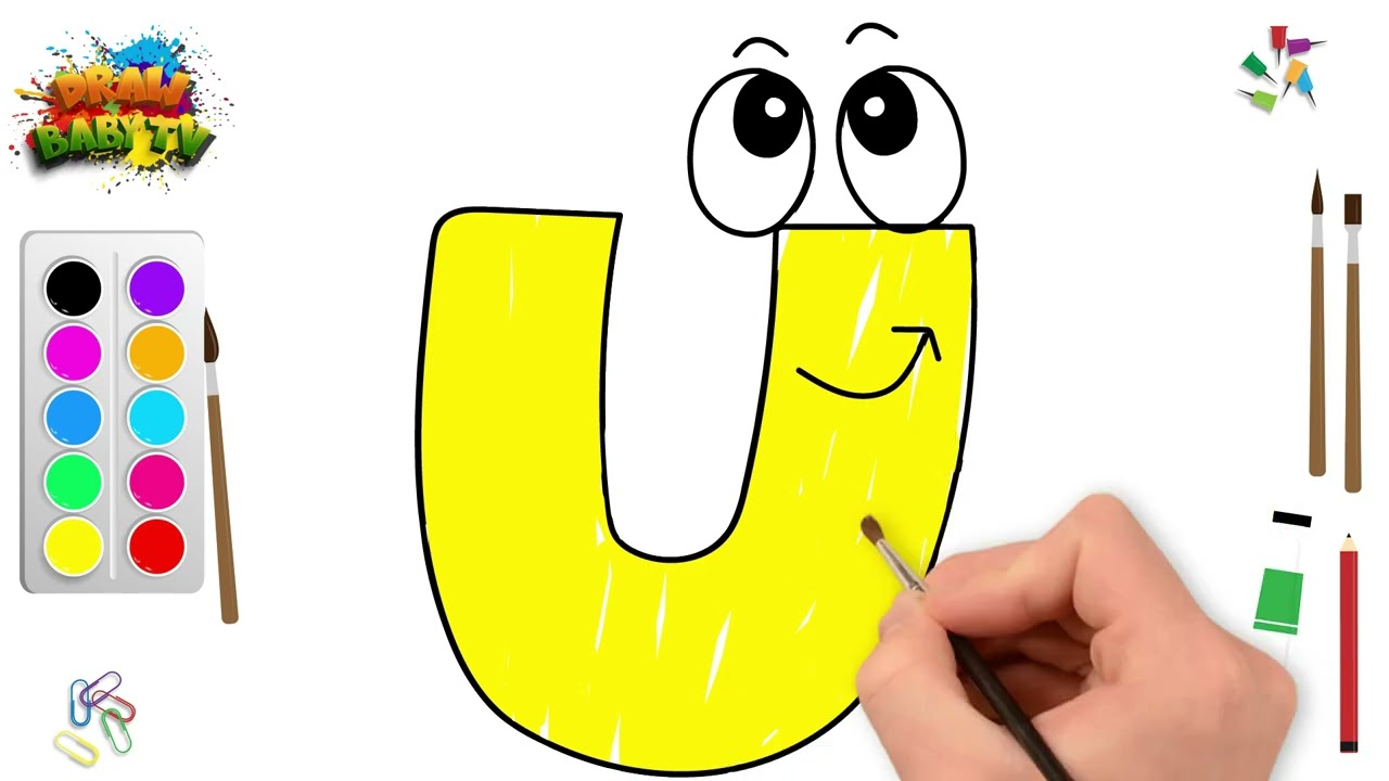 How to draw letters for children |coloring and learn🌈 |letter u song| 