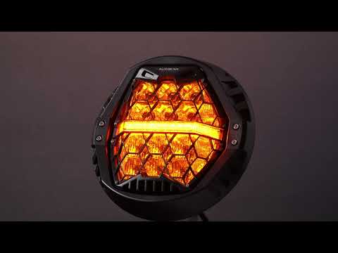 Auxbeam®7 Inch 120W DOT/E-MARK LED Motorcycle Headlight Assembly  | Honeycomb Design + Amber DRL