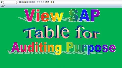 How to View SAP Table for Auditing Purpose