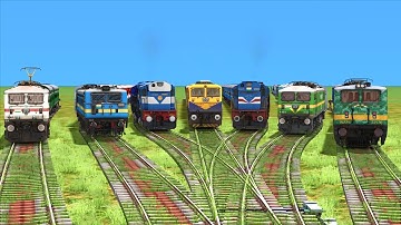 7 LINE BRANCHED DIAMOND RAILROAD CROSSING ON BUMPY RAILROAD TRACKS | Indian Railways Train Simulator