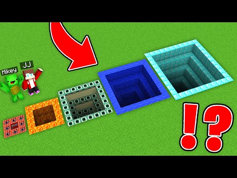 JJ and Mikey Get into The NEW DEEPEST PITS of ALL SIZES in Minecraft Maizen!
