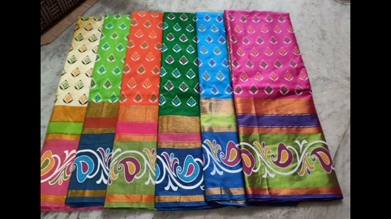 Pochampalli Printed Lenin silk cotton sarees with blouse each 1350 free shipping