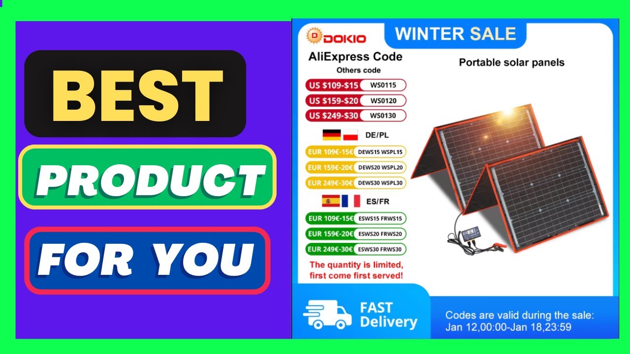 Dokio 160W Flexible Foldable Mono Solar Panel Light Portable