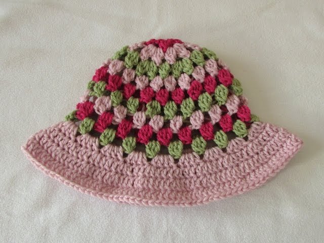How to crochet a pretty baby / children's sun hat - summer hat tutorial 