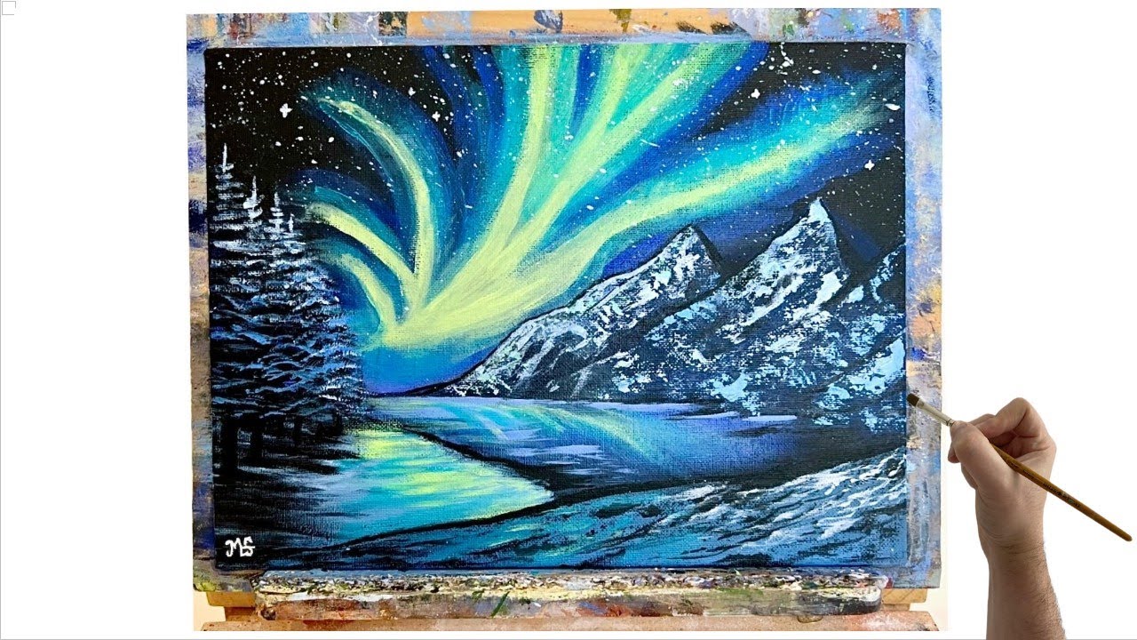 Northern Lights Painting Tutorial Easy Northern Lights Aurora Easy