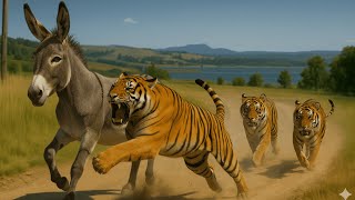 A Beautiful Wild Jungle  Donkey Hunted by Hungry Tigers in the Grass Land – Intense Chase Eps 4 screenshot 5