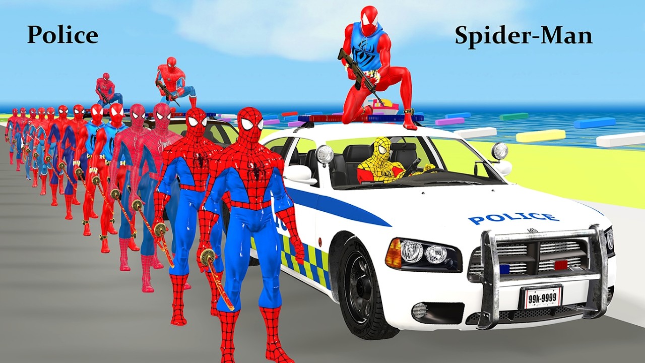 Game Playing Spider Man attacks the robber Venom vs Joker rescues Spider woman Dramatic danger