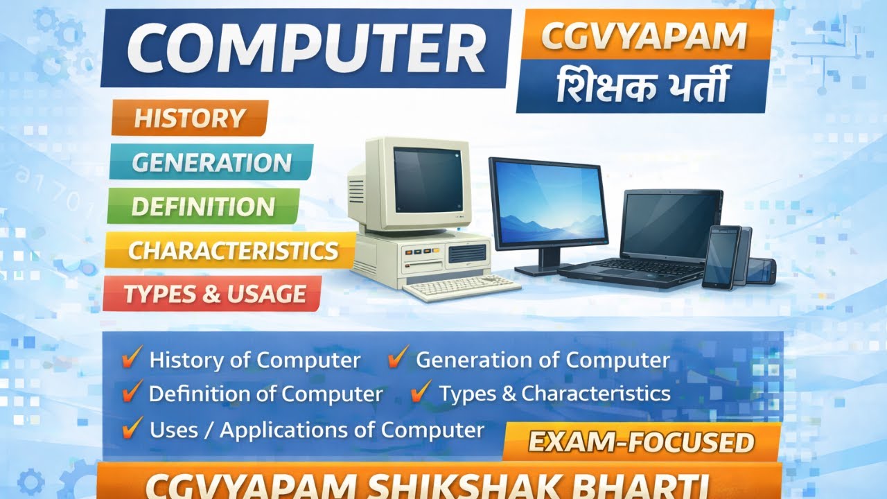 History, Generation, Definition, Characteristics, Types and Usage Computer   CGVYAPAM Shikshk Bharti
