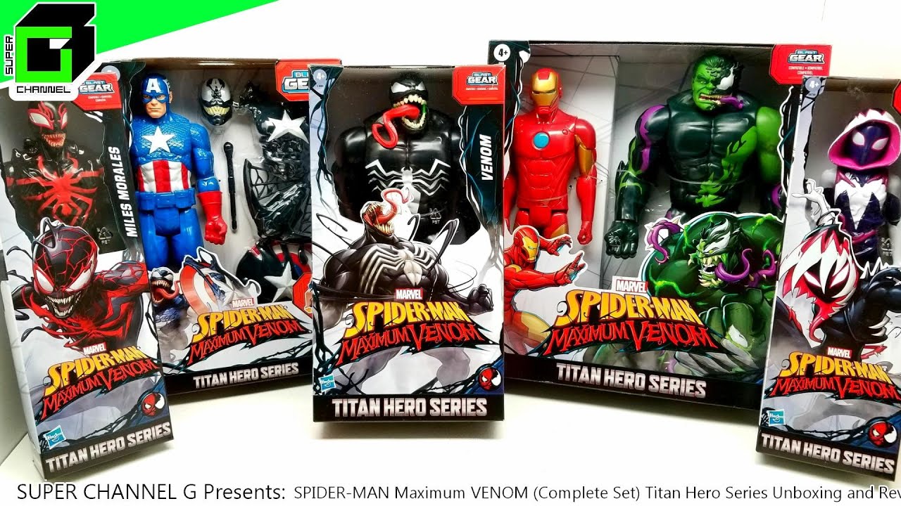 SPIDER-MAN MAXIMUM VENOM (Complete Set) HASBRO action figures TITAN HERO  SERIES Unboxing and Review! - YouTube