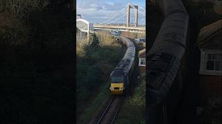 43004 &amp; 43186 crossing the Tamar Bridge with a 5 tone! #gwr #hst #class43 #class255 #railway