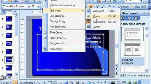 PowerPoint 2003 Tutorial Aligning Text Boxes & Placeholders Microsoft Training Lesson 6.8