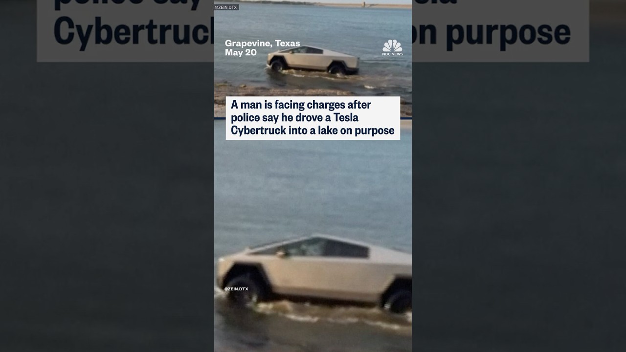A man is facing charges after police say he drove a Tesla Cybertruck into a lake on purpose