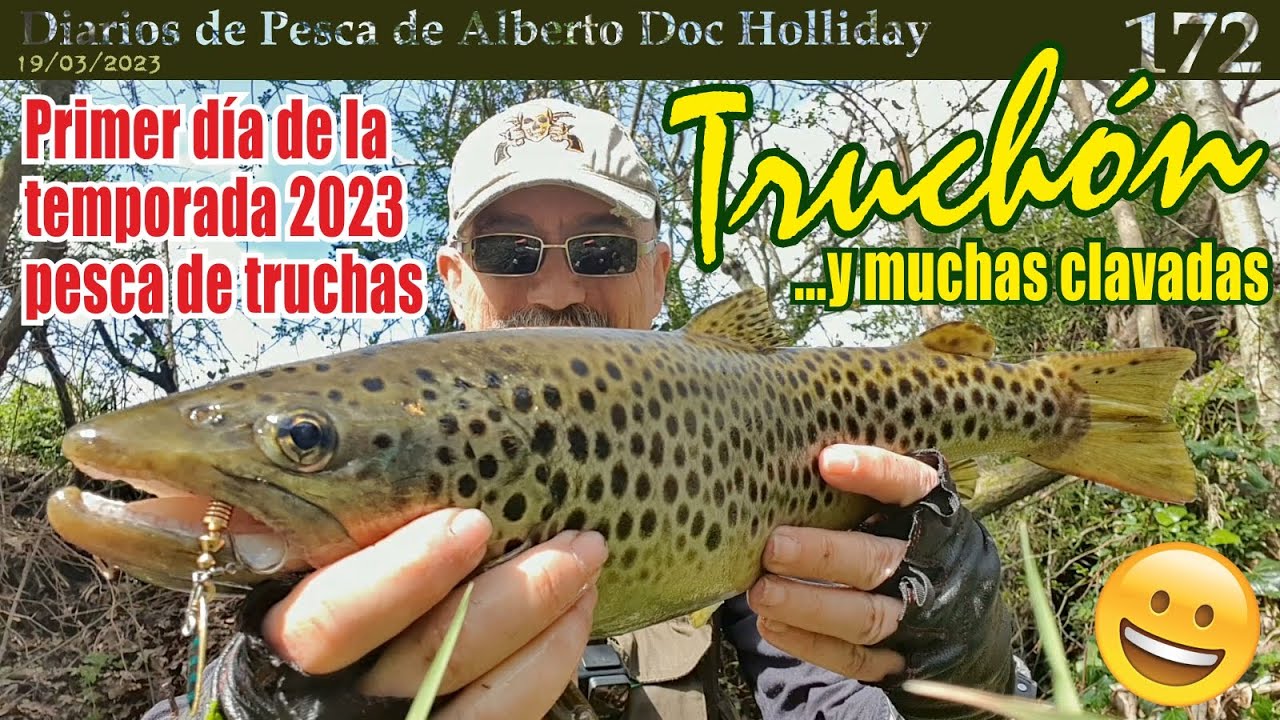 PRIMER DÍA TEMPORADA TRUCHAS 2023: TRUCHÓN Y MUCHAS CLAVADAS pescando con cucharilla S/M a ballesta