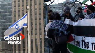 Israeli flag raising prompts protests at Toronto City Hall
