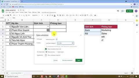 Tạo menu trỏ xuống cho ô trong Google Sheets