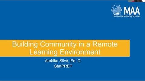 StatPREP Webinar: Building Community in a Remote Learning Environment