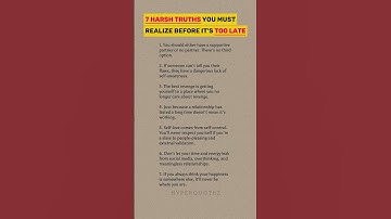 7 harsh truths you must realize before it