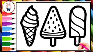 ice cream Drawing, Coloring & Painting for Kids, Toddlers_Drawing, Painting ice cream for Kids