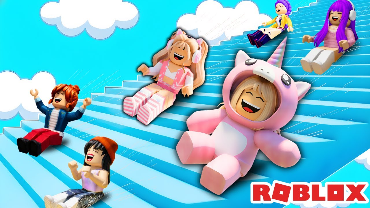TENTAMOS SUBIR UMA ESCADA MAS ELA ESCORREGA MUUUITO! ROBLOX