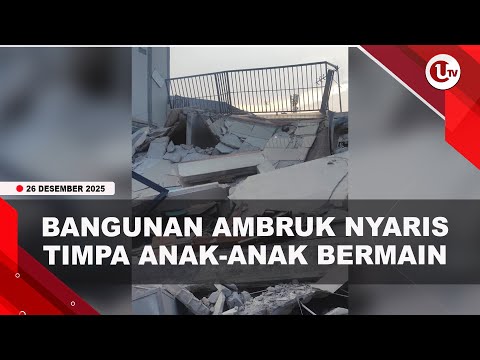 DETIK-DETIK BANGUNAN PARKIR 2 LANTAI AMBRUK, NYARIS TIMPA ANAK-ANAK | U-NEWS