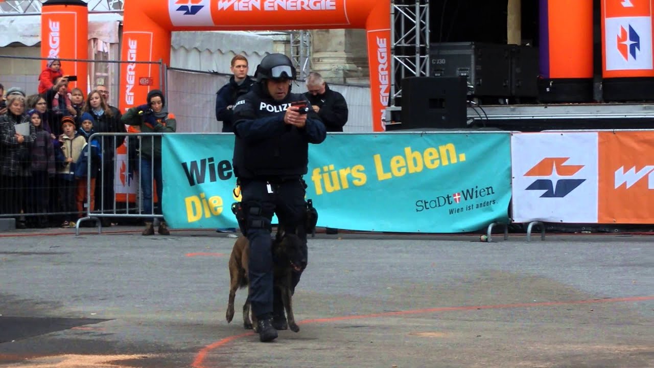 Der Hundeführer (Übung der Polizei)