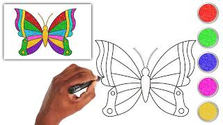 fun drawing colorful butterfly drawing kids learning videos