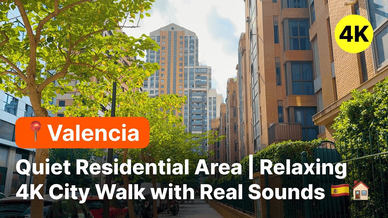 Walking in Valencia Spain 🇪🇸 | Quiet Residential Area | Relaxing 4K City Walk with Real Sounds