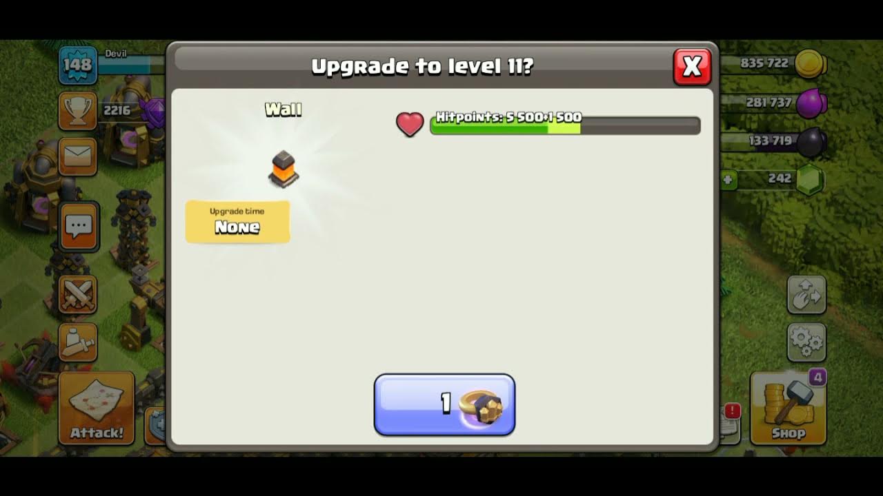 Upgrading 5 walls with wall rings Clashofclans COC shorts YouTube