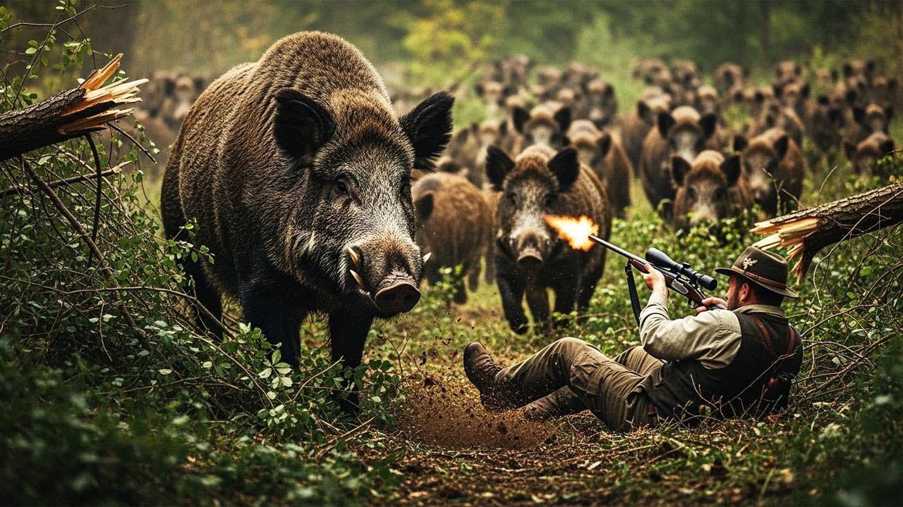 TOO DANGEROUS! Surprised by a Herd of Aggressive Wild Boars - How Do ...