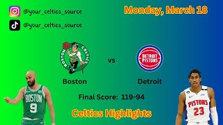 Boston Celtics Highlights vs Detroit Pistons | March 18, 2024