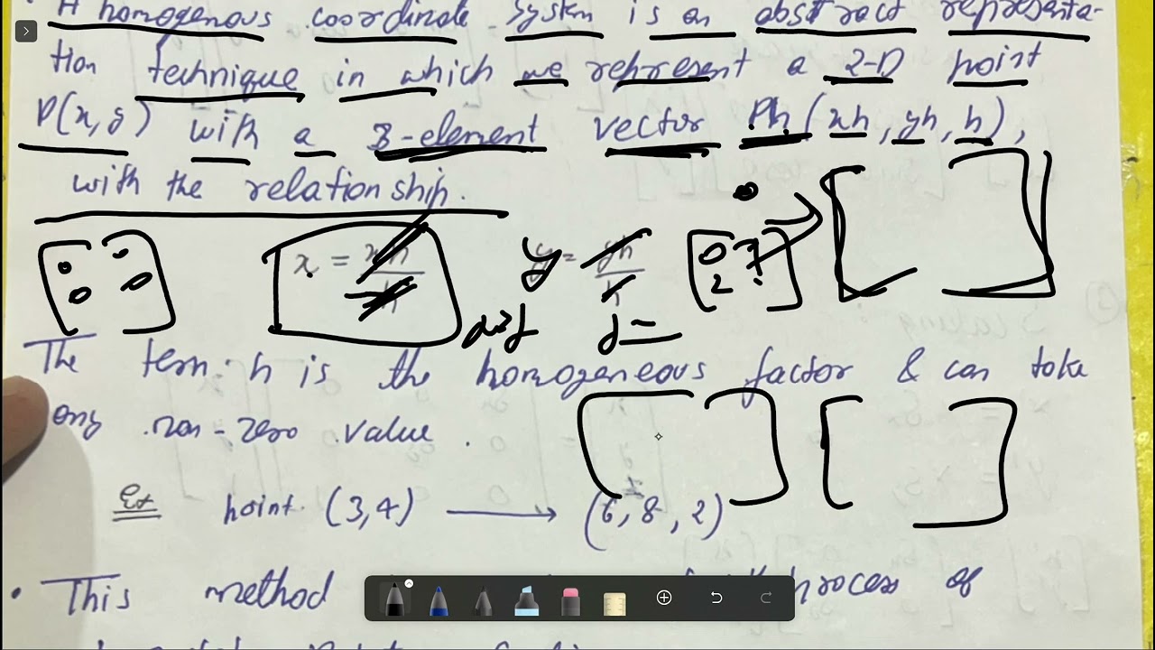 Homogeneous Coordinate System in 2D transformation (rgpv)