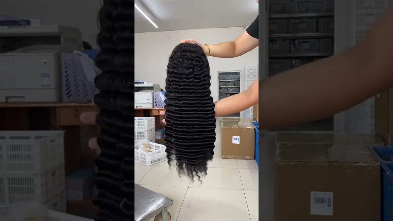 Long deep wave wig🔥🔥 13x4 full lace frontal wig, transparent lace, deep wave, natural black color,