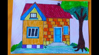 Vẽ Và Tô Màu Ngôi Nhà Mái Ngói - YouTube