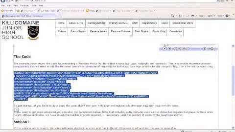 Tutorial - Embedding your Movie file in your Health Club Web page