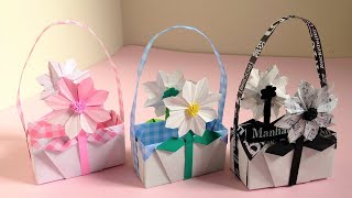 折り紙 マーガレットの花のバスケット 折り方 Origami Daisy flower