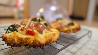 おからパウダーでつくるおから惣菜パン。オオバコダイエット（サイリウム）のかわりにコーンスターチを使ってみました。サクッとおいしいよ